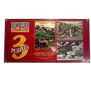 Vintage 1999 Hometown Collection 3-500 piece jigsaw puzzles